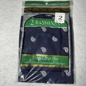 Bandana 2 Pack Blue Extra Large Cotton Color Fast NOS Paris Biker Retro Vintage